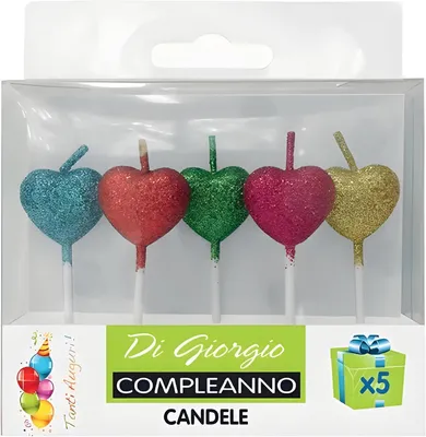 Produktbild von Glitzerkerzen, Sterne, Herzen, Ballons, 5 Stück, verschiedene Formen