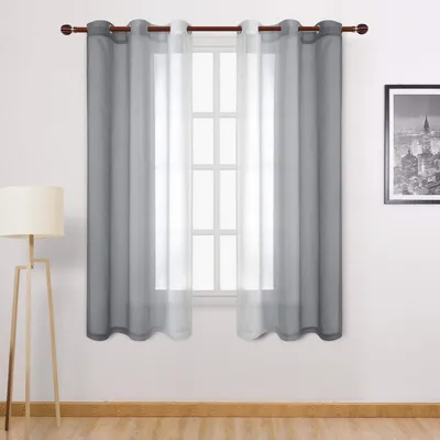 Graue Ombre-Vorhänge aus Leinenoptik, 2er-Set, 106,7 x 160 cm