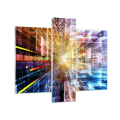 Produktbild von Bilder auf glas - Grafik Computer Raum Geometrie - 95x80cm - Glasbilder - Wandbilder - Kunstdruck - zum Aufhängen bereit - Wanddekoration aus Glas - Glas Bilder - Wandbild auf Glas - GCB95x80-2350