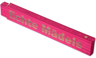 Produktbild von TE-Trend Zollstock Pink 2 Meter Maßstab Gliedermaßstab Gravur Echte Mädels