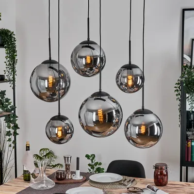 Produktbild von Fossobiubo Hängelampe aus Metall/Glas in Schwarz/Rauchfarben