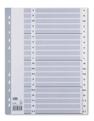 Zdjęcie produktu dla Teczki plastikowe ELBA, A-Z, DIN A4, białe, 20 sztuk, pełne