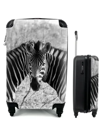 Produktbild von MuchoWow® Koffer Handgepäck Trolley Rollkoffer Kleine Reisekoffer mit 4 Rollen - Zwei Zebras - Cabin Size < 55x40x23 cm & 55x40x20 cm - Fotokoffer - Kabinenkoffer - Boardgepäck - Reise-Box - Reisekoffer - Reisegepäck - Koffer mit Bild - Trolley für Kinder