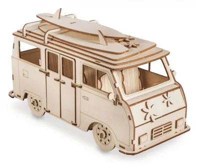 Produktbild von Rayher Holzbausatz Campingbus Modellauto 30x17x13 cm DIY Bastelset Wohnmobil