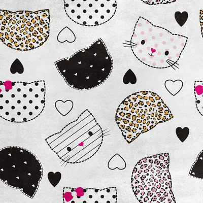 Image de Royal Velvet Tissu Polyester A coudre - Motif Tête de chat avec motifs