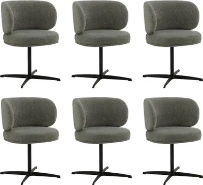 Image de Lot de 6 Chaises de Salle à Manger Chaise de Bureau Pivotante Chaise pour Chambre-coiffeuse Gris