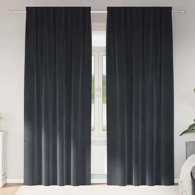 Image de Rideaux occultants 2 pcs Gris foncé 140 x 245 cm Velours