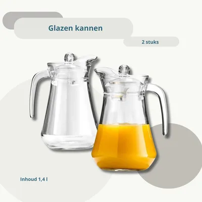 Produktbild von Glaskaraffe Wasserkaraffe Krug - Glas - 16 x 21,5 x 13 cm - Mit Deckel und Ausgießer