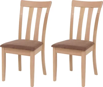 Produktbild von 2er-Set Esszimmerstuhl MCW-G46, Küchenstuhl Stuhl, Stoff/Textil Massiv-Holz  naturfarbenes Gestell, braun