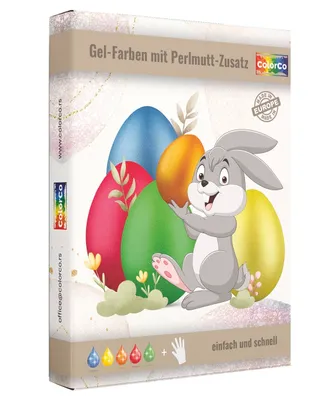 Produktbild von Eierfarben - Gel-Farben mit Perlmutt Zusatz - 5 flüssige Eierfarben Gelb, Orange, Rot, Grün, Blau 20 Milliliters