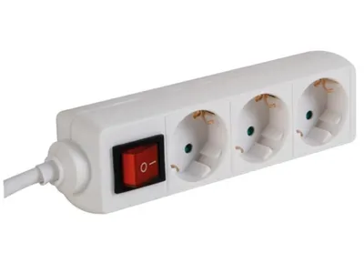 Zdjęcie produktu dla Gniazdo 3-gniazdkowe z wyłącznikiem - kabel 3 m - białe - Schuko