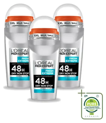 Produktbild von 3 x L’Oréal Paris Men Expert Fresh Extreme Deodorant Roller - 50 ml - Großpackung - 3 Stücke