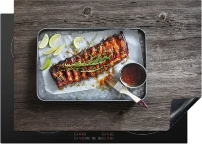Produktbild von KitchenYeah© Herdabdeckplatte Spareribs direkt aus dem Ofen , 75x52cm, Küche Deko, Glaskeramikkochfeld Herdabdeckung, Abdeckplatte fùr Kochfeld