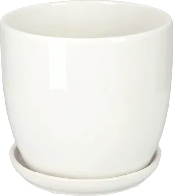 Immagine prodotto di KOTARBAU® Vaso in Vetroceramica per fiori e piante ⌀ 15 cm con gocciolatoio Bianco