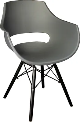 Produktbild von Refurbished Möbelretoure Esszimmerstuhl Schalenstuhl grau Holzgestell schwarz LEA