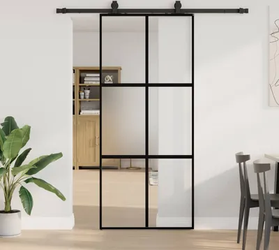 Produktbild von 2025 cloris Schiebetür mit Beschlag Schwarz 90x205 cm Hartglas - Zimmertüren Sale7763230 2parcel