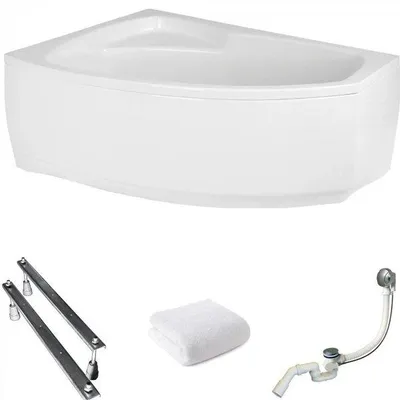 Produktbild von Aqua For You | Polimat Badewanne - 140x80cm - mit Weiße Verkleidung - Antibakterielle Beschichtung - Eckbadewanne - Acryl - Links Seite