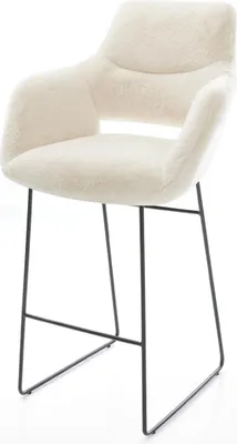 Immagine prodotto di Sgabello da bar DELIFE Yago-Flex Plüsch bianco crema Struttura a slitta in metallo nero Molle insacchettate