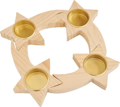 Produktbild von Holz-Metall-Adventsring "Sterne", zum Zusammenstecken, Ø15cm