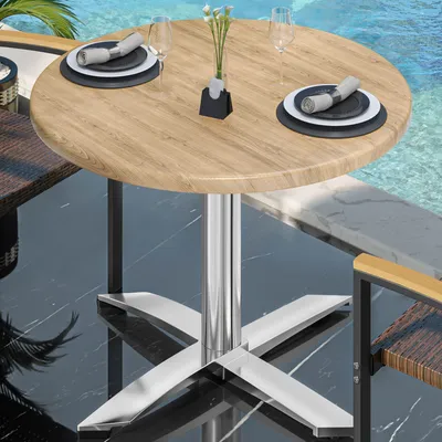 Produktbild von WTG | Bistro Außen Tisch | Ø:H 60 x 75,5 cm | Eiche / Aluminium | Rund | Bistro Tisch Gastro Tisch