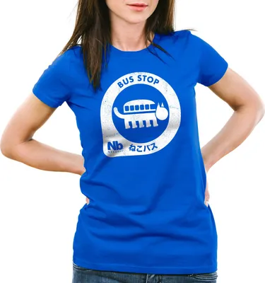Produktbild von style3 Totoro Nekobus Damen T-Shirt stop neko mein nachbar anime tonari no, Farbe:Blau, Größe:M