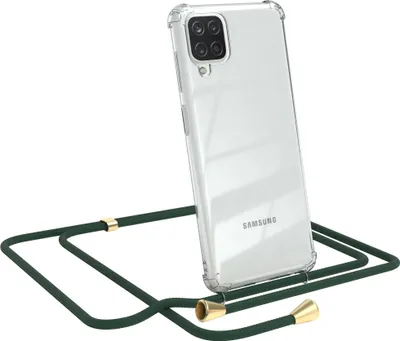 Produktbild von EAZY CASE Handykette kompatibel mit Samsung Galaxy A12, Handyhülle mit Umhängeband, Handykordel, Schutzhülle Clear, Band in Grün