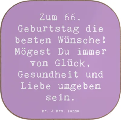 Produktbild von Mr. & Mrs. Panda Tischuntersetzer Spruch 66. Geburtstag - Lavendeltraum - Geschenk, Untersetzer für Gläser, Gesundheit, Jubiläum, Tischschoner, Glückwunsch, Geschenke