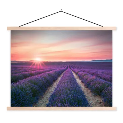 Produktbild von MuchoWow® Textilposter Lavendel - Lila - Blumen - Himmel 60x45 cm mit holzfarbenen Rahmen - Bild