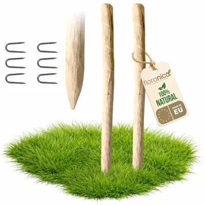 Produktbild von Floranica 2 x Zaunpfosten aus Haselnuss Höhe 90 cm Holzpfosten für Staketenzaun Kastanienzaun Holzpfähle Baumstütze Baumpfahl Stützpfosten