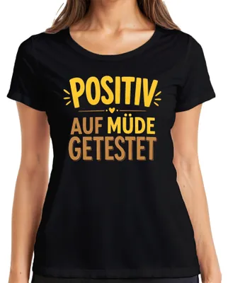 Productafbeelding van Positief getest, maar moe? Grappig statement T-shirt voor dames, zwart, maat XL