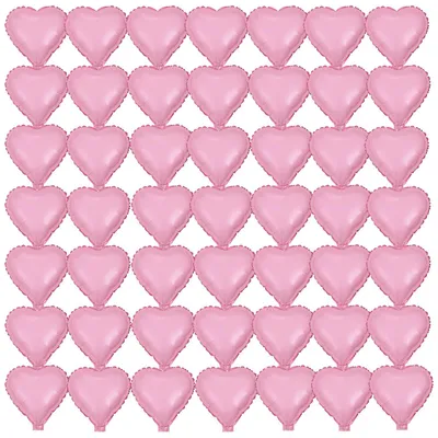 Productafbeelding van Hartvormige folieballonnen - set van 50 stuks - decoratie voor feestjes - 25 cm - roze