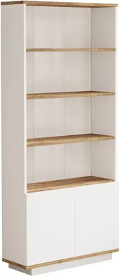 Produktbild von CALICOSY - Bücherregal mit 2 Türen und 4 Ablagen in Atlantik-Kiefer und Weiß H168,3 cm