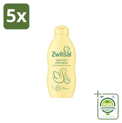 Immagine prodotto di 5 flaconi di shampoo delicato per bambini Zwitsal, 200 ml ciascuno, confezione grande, 5 pezzi