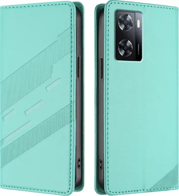 Image de Etui pour Oppo A57 4G/A77 4G/A57S 4G/A57e 4G/A57S 4G, étui portefeuille en cuirPolyuréthaneavec fente pour cartes et fonction Türkis stand