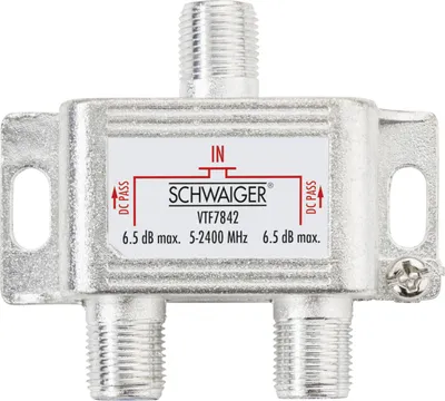 Produktbild von Schwaiger VTF7842 531, Kabelsplitter, 5 - 2250 MHz, Silber, 1 Stück(e), 54 mm, 58 mm
