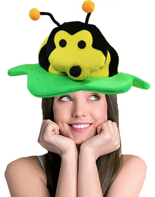 Bienenkostümhut mit grünem Blattrand – Partyaccessoire für Erwachsene