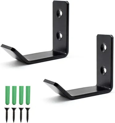 Imagen del producto de 2 ganchos para toallas para el baño, ganchos de pared, color negro y acero inoxidable.