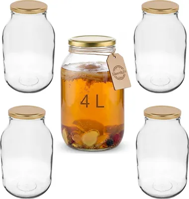 Produktbild von 4 x 4L Kimchi Behälter Fermentierglas Einmachglas Vorratsglas Luftdichter Schraubdeckel BPA-frei 4er Set