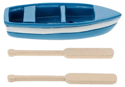 Produktbild von Miniatur Holz Segelboot mit Paddel Figur für Dekoration im Terrarium und Puppenhaus