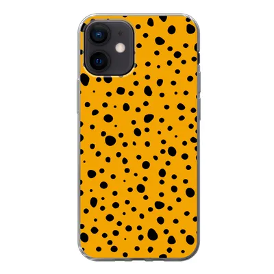 Produktbild von MuchoWow® Handyhülle Schutzhülle Hülle für iPhone 12 Polka dots - Orange - Schwarz Silikon Softcase Handy Hülle - Schutzhülle