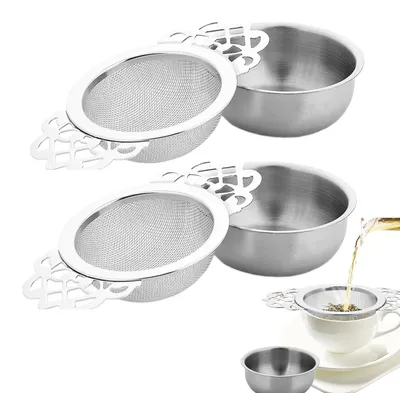 Produktbild von Teesieb - Edelstahl mit feinmaschigem Sieb - Wiederverwendbar für losen Tee, Kaffee und Gewürze - 2 Stück