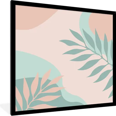 Produktbild von MuchoWow® Gerahmtes Poster Sommer - Blätter - Tropisch 40x40 cm - Poster mit Schwarzem Bilderrahmen Wandposter Rahmen Foto Bilder - Mit Rahmen - Wanddekoration Schlafzimmer