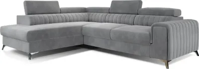 Zdjęcie produktu dla Narożnik z funkcją spania LAURENCE VELVET szary lewy
