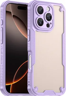 Immagine prodotto di Custodia protettiva per iPhone 16 Pro, retro traslucido opaco, custodia paraurti in TPU Viola