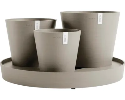 Produktbild von Pflanzkübel Ecopots Dubai Kunststoff Ø 56,5 cm H 30,7 cm taupe
