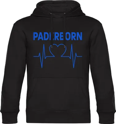 Produktbild von multifanshop Kapuzen Sweatshirt - Paderborn - Herzschlag, schwarz, Größe XXL