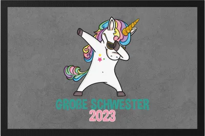 Produktbild von Große Schwester 2023 Fußmatte Einhorn Dab Schwangerschaft Verkündung Geburt Big Sister Geschenk Ankündigung