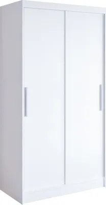 Produktbild von Easy4You K1 100 cm Weiß Schiebetüren Kleiderschrank 100x200x58 cm Schlafzimmermöbel, Aufbewahrung - Mehrzweckschrank - Farbe: Weiß