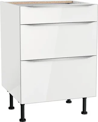 Produktbild von Optifit Schubladenunterschrank Arvid986 BxTxH 60 x 58,4 x 87 cm weiß glänzend zerlegt KFAV U636-8E+