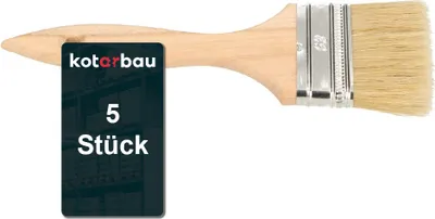 Obrázok produktu pre KOTARBAU® Štetec na maľovanie s drevenou rukoväťou 63 mm 5 ks. Všetky veľkosti Plochý štetec Škvrny Glazúry Farby Maliarsky štetec Farby Akrylové farby Odolné štetiny proti roztrhnutiu Umývateľné Uni